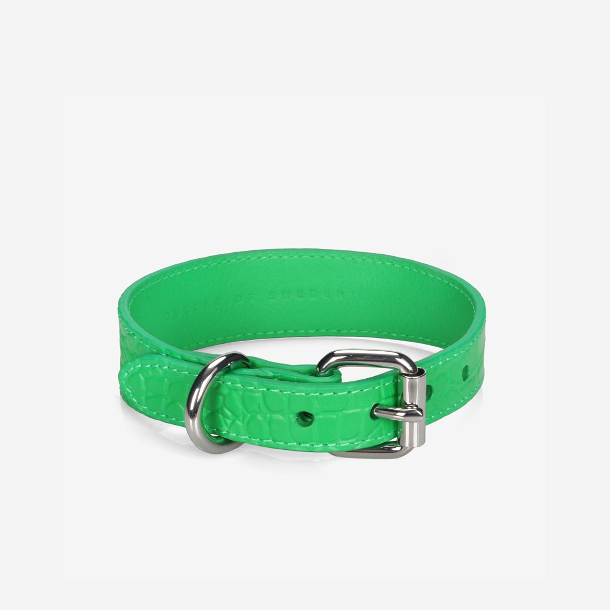 Pure Green Croco Dog Collar Thin