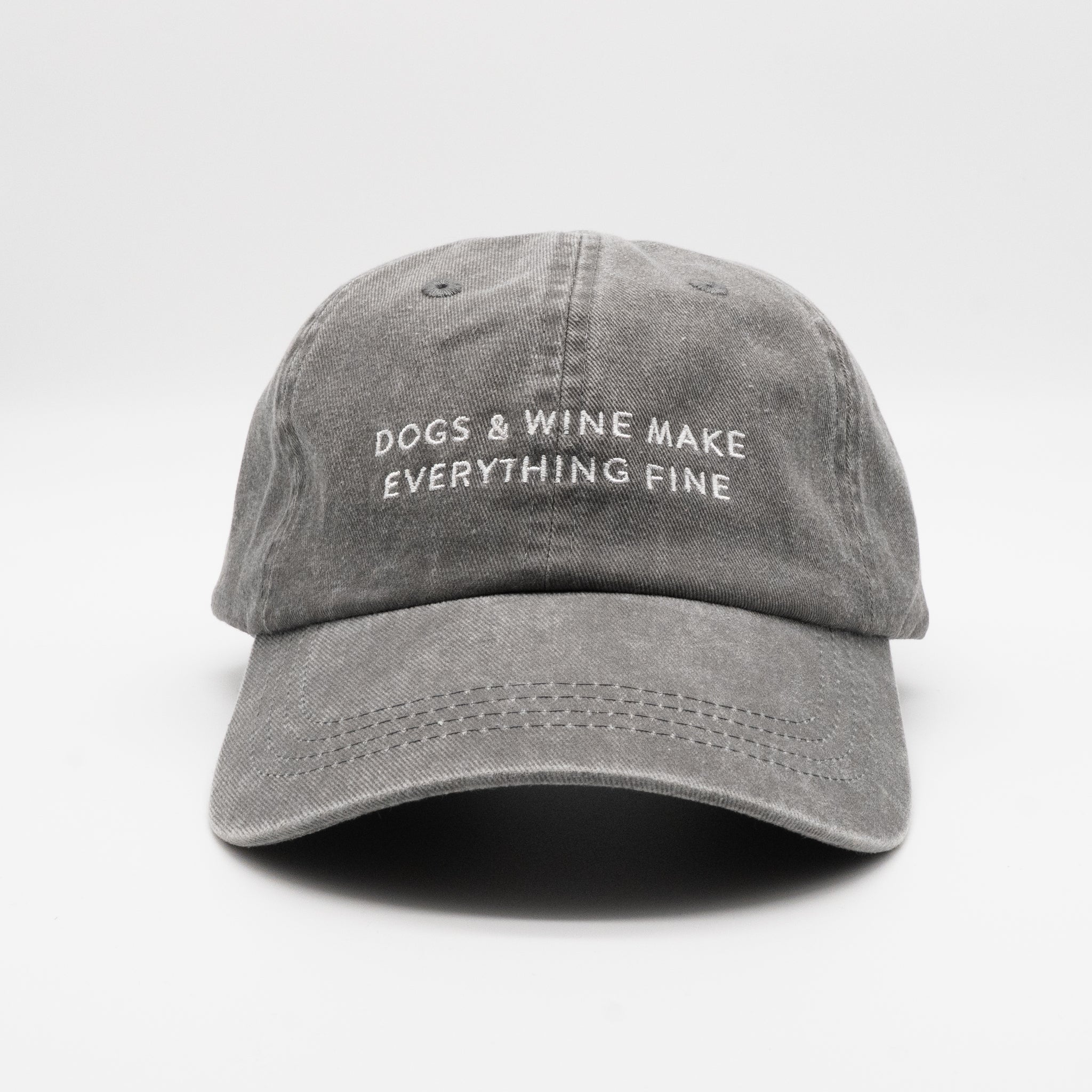 Grey Denim Cap - Dogs & Wine Make Everything Fine – Collar of Sweden