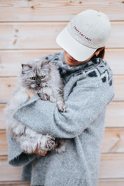 Beige Denim Cap - Crazy Cat Lady