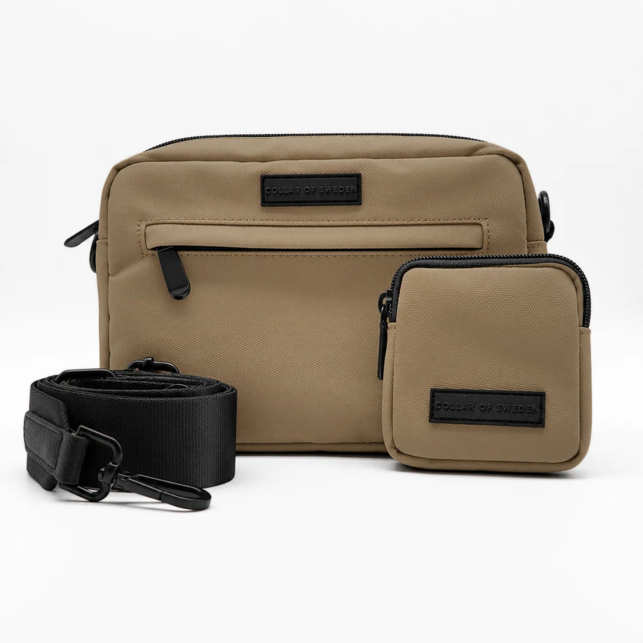 Khaki Beige Water Repellent Dog Walking Bag - Crossbody