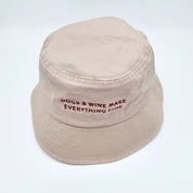 Beige Jeans Bucket Hat - Dogs & Wine Make Everything Fine