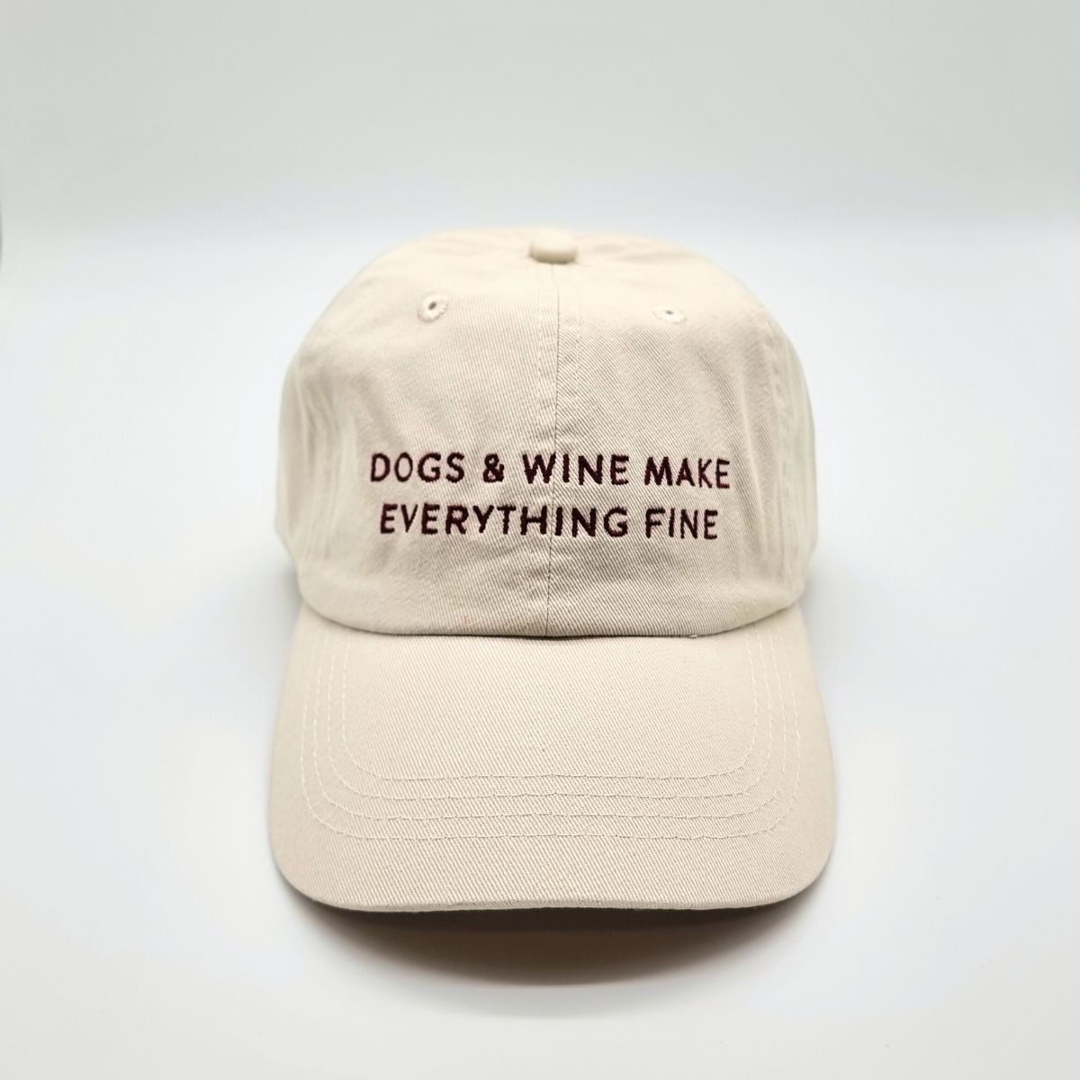 ベージュ・デニムキャップ - Dogs & Wine Make Everything Fine
