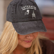 Black Denim Cap - Logo "Cats & Wine Make Everything Fine"