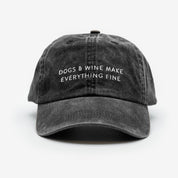 Black Denim Cap - Dogs & Wine Make Everything Fine