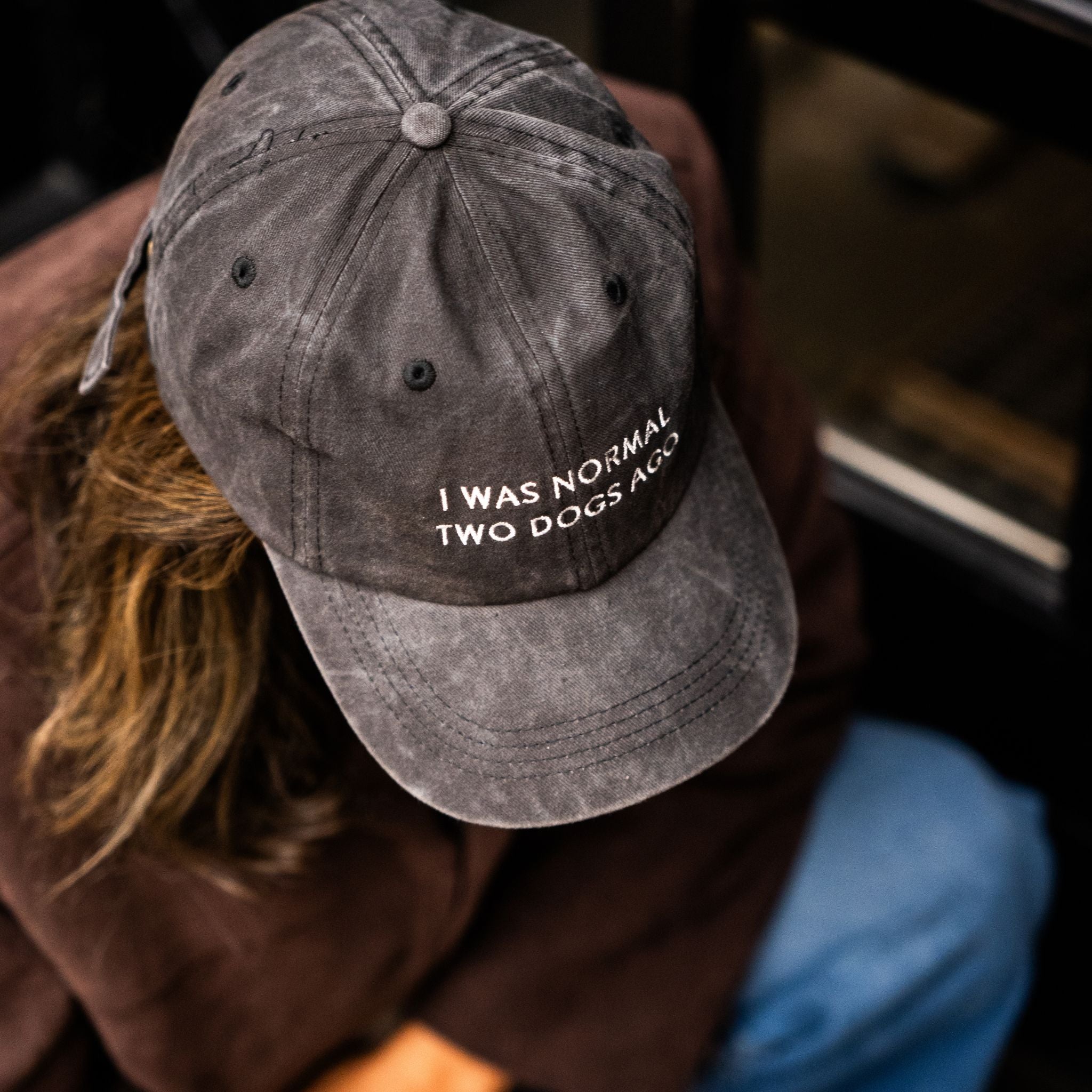 Black Denim Cap - I Was Normal Two Dogs Ago