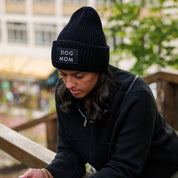 Black Wool Beanie - Dog Mom