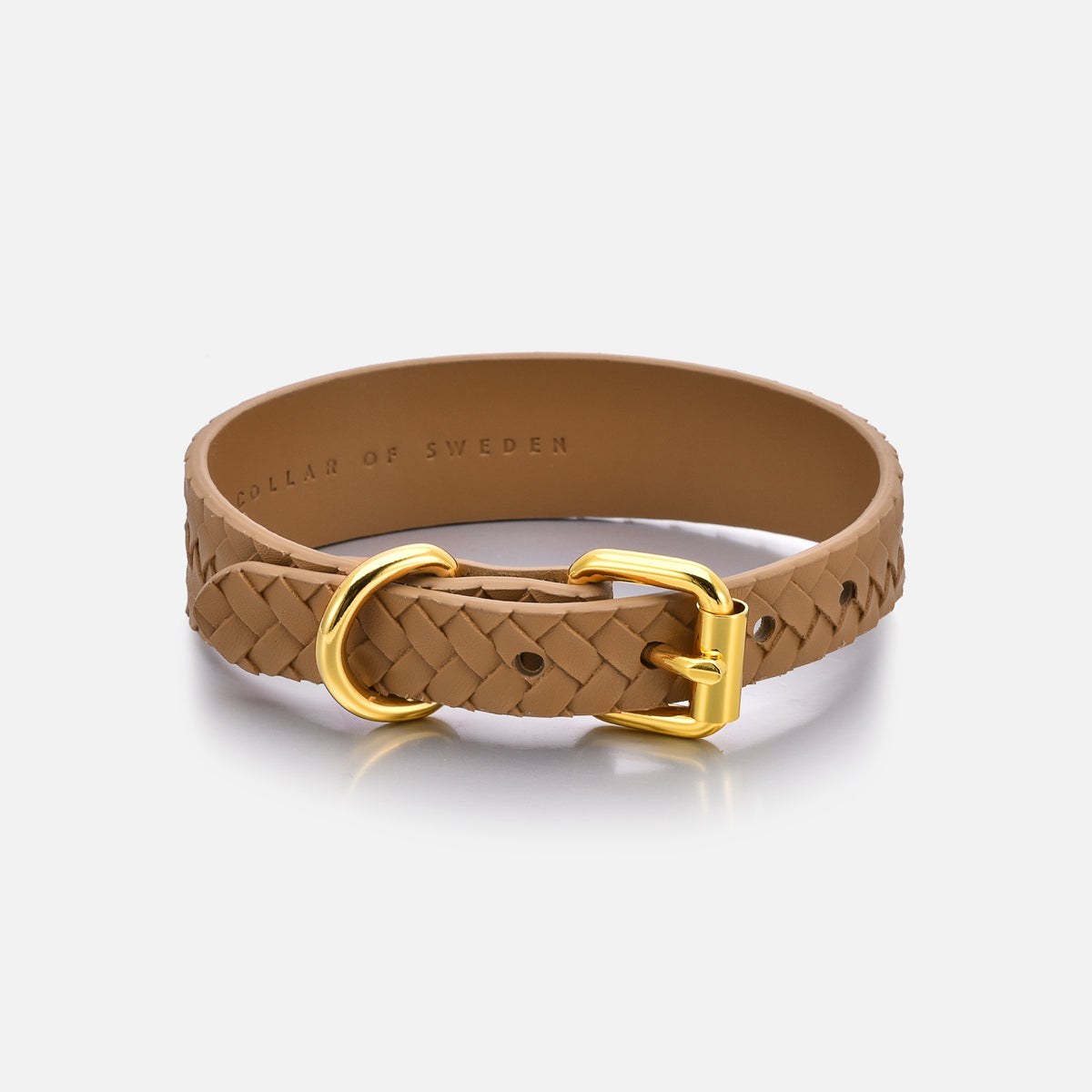 Brown Braided Dog Collar Thin