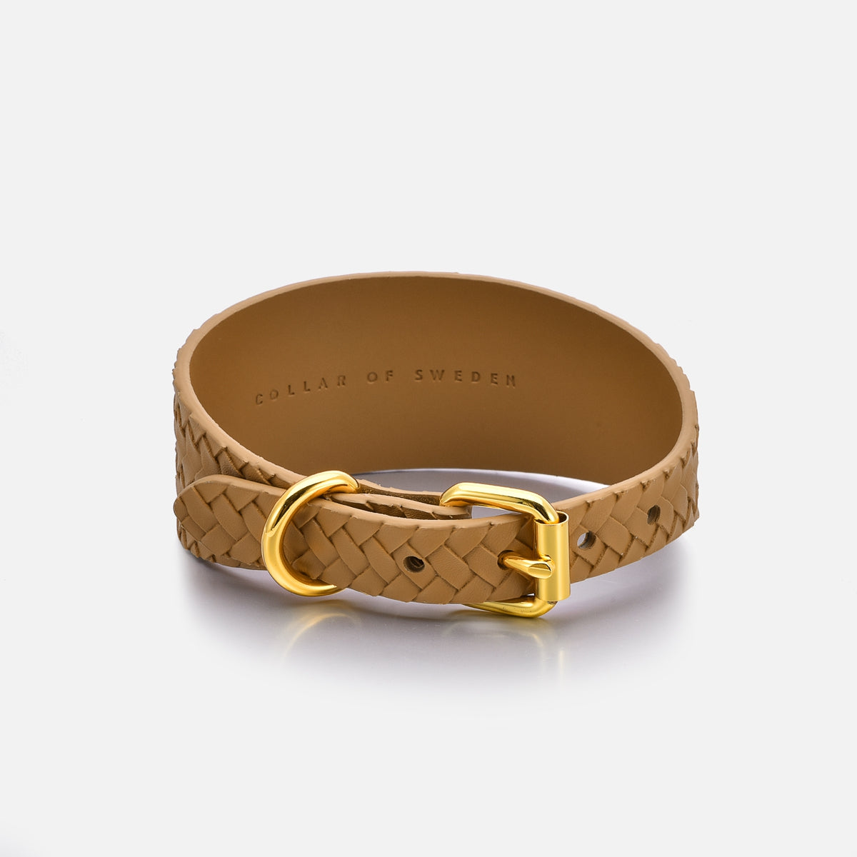 Brown Braided Dog Collar Wide