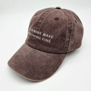 Brown Denim Cap - Cats & Wine Make Everything Fine