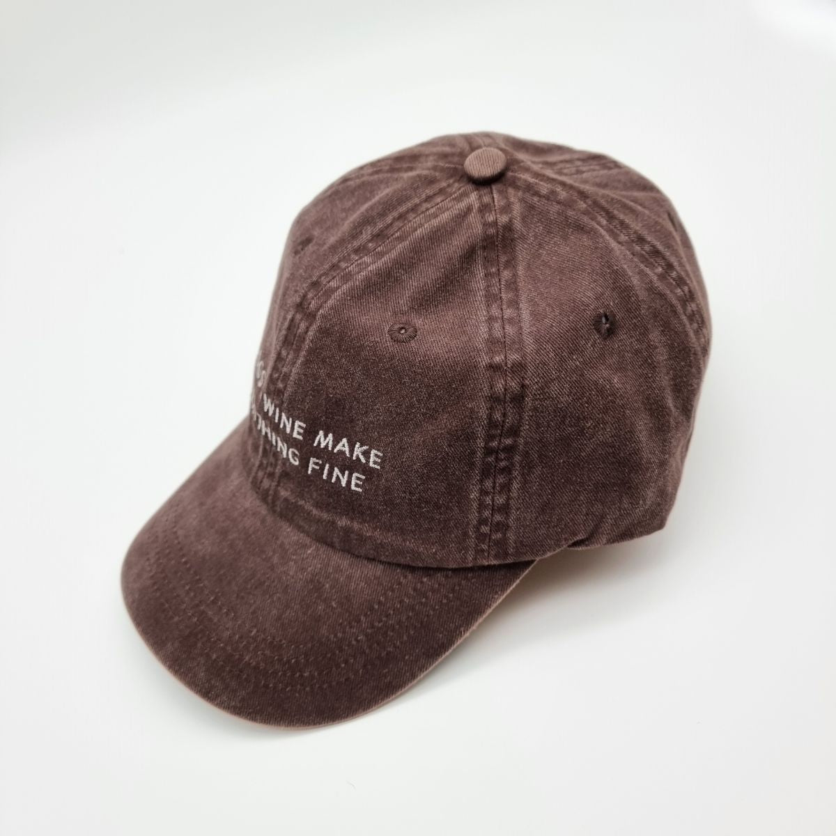 Beige Denim Cap - Dogs & Wine Make Everything Fine