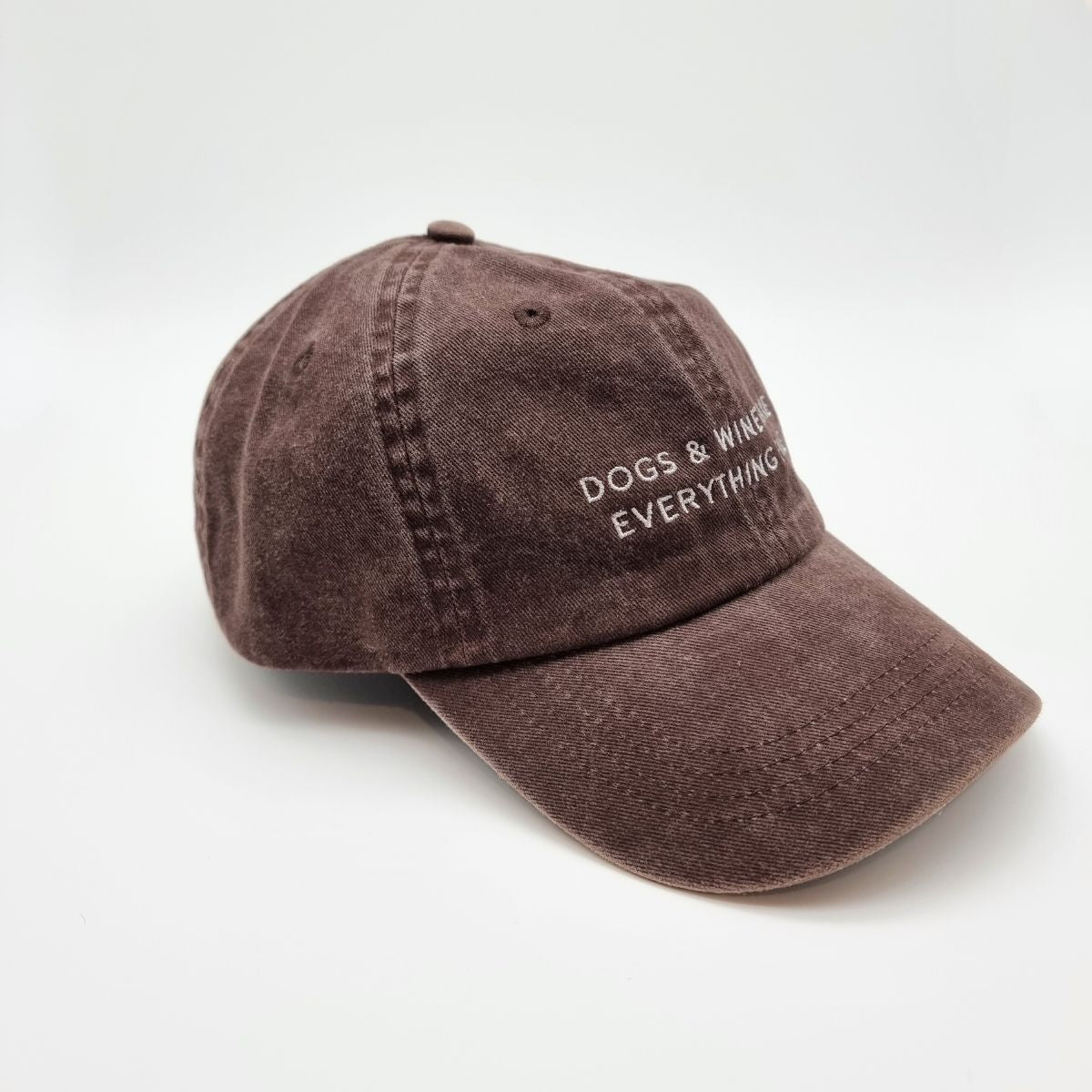 Brown Denim Cap - Dogs & Wine Make Everything Fine