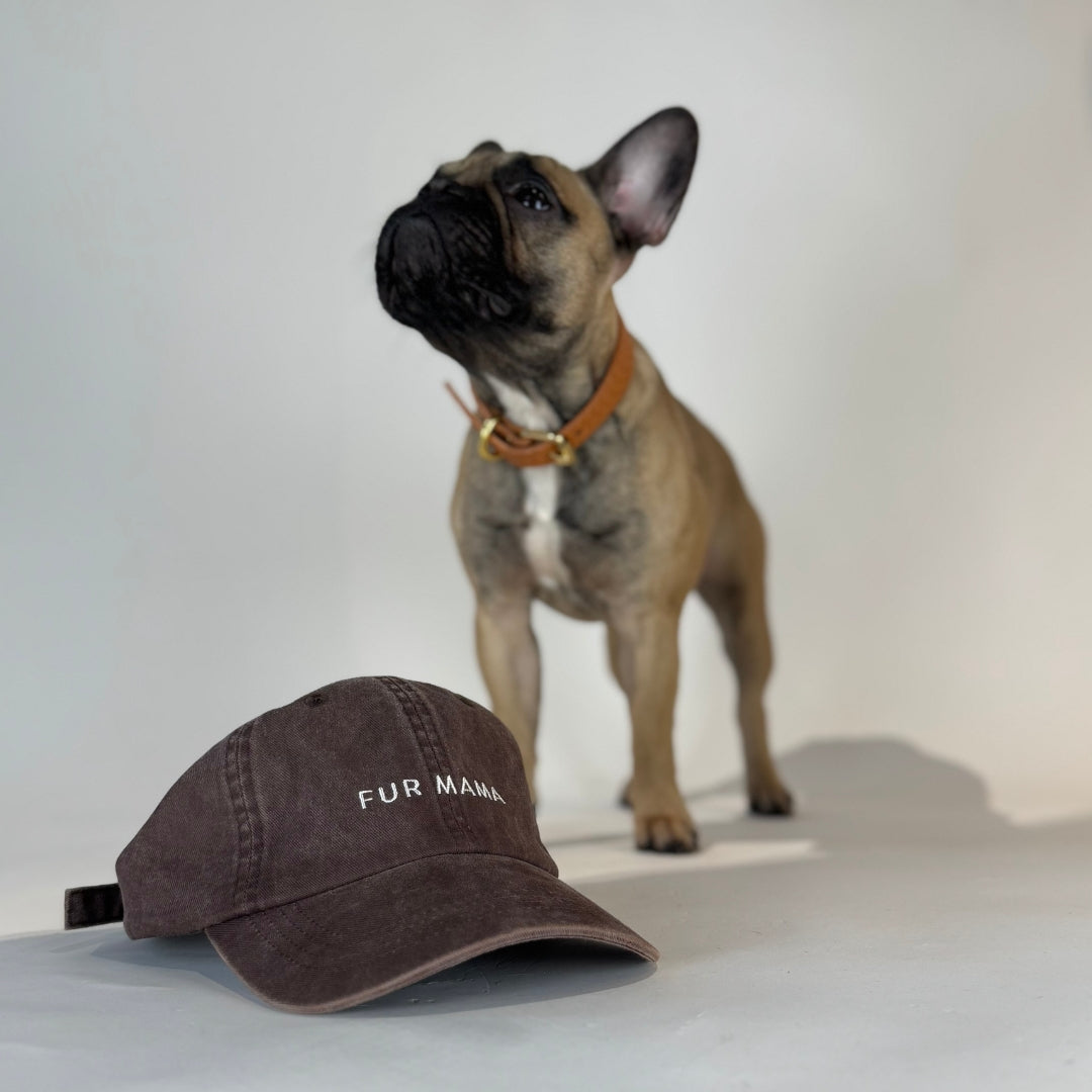 Brown Denim Cap Fur Mama - Main Image