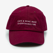 Burgundy Denim Cap - Cats & Wine Make Everything Fine
