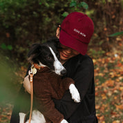 Burgundy Denim Cap - Dog Mom
