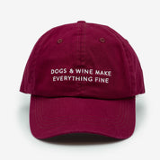 Burgundy Denim Cap - Dogs & Wine Make Everything Fine