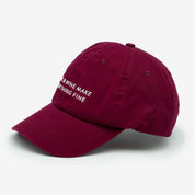 Burgundy Denim Cap - Cats & Wine Make Everything Fine