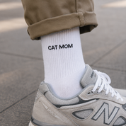 White Tube Socks - Cat Mom