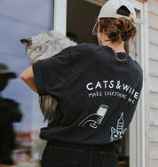 Vintage Black T-shirt - Cats & Wine Make Everything Fine