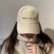 Beige Denim Cap - Crazy Cat Lady