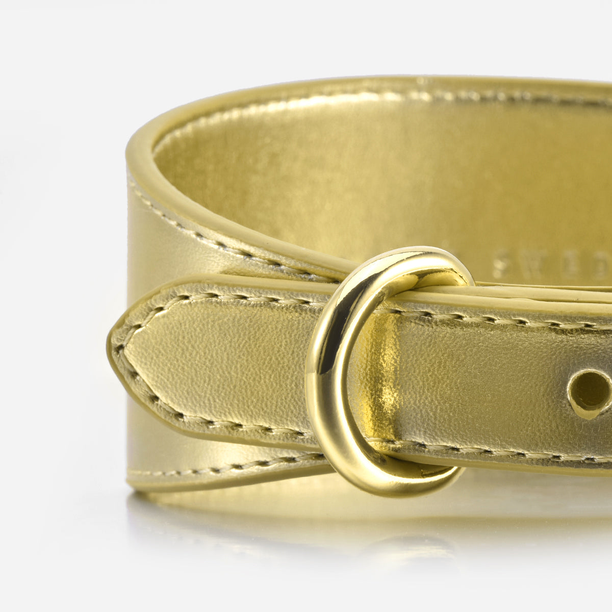 Gold leather cheap dog collar