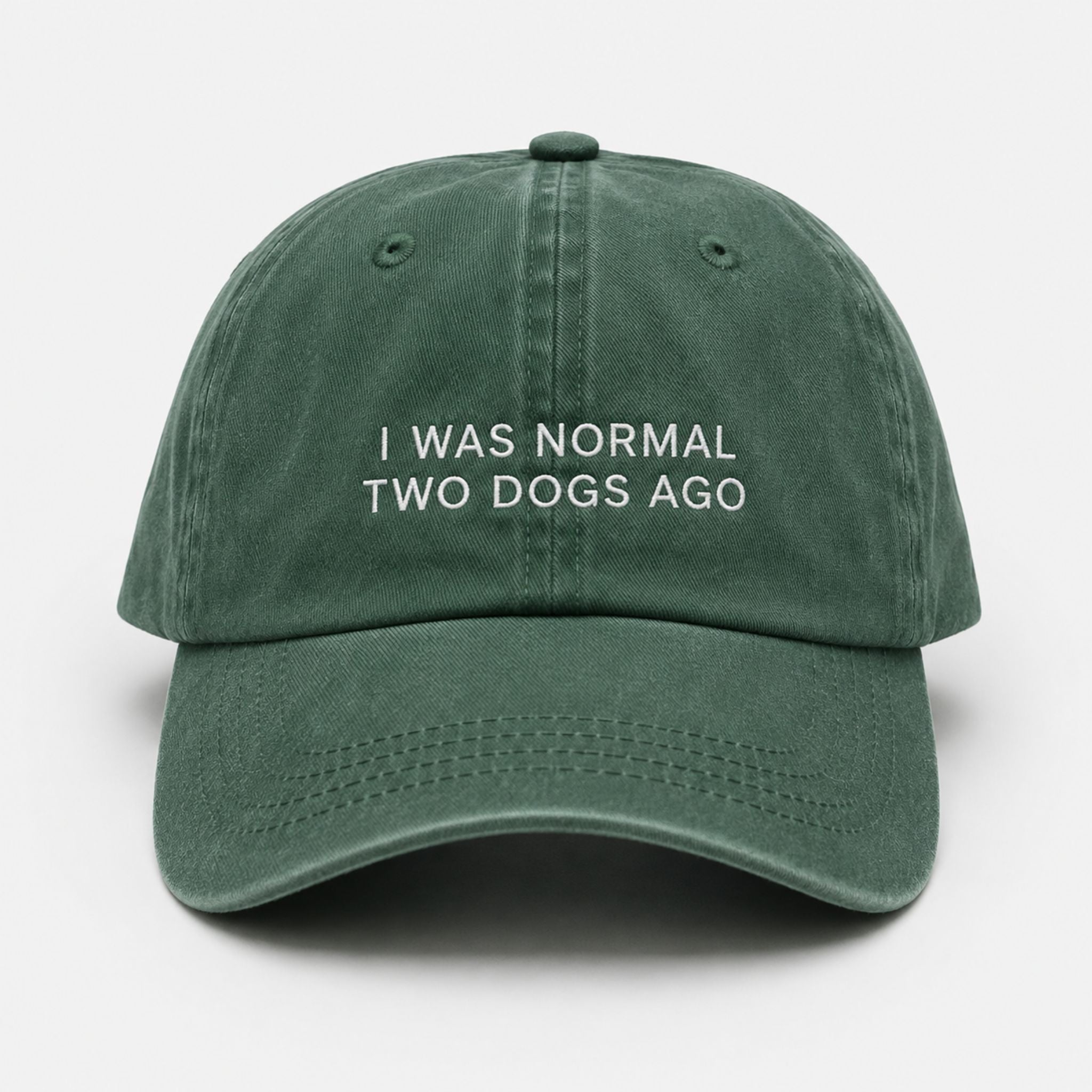 green-denim-cap-i-was-normal-two-dogs-ago-front.jpg