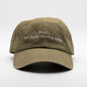 Khaki Denim Cap - Dogs. Because People Suck
