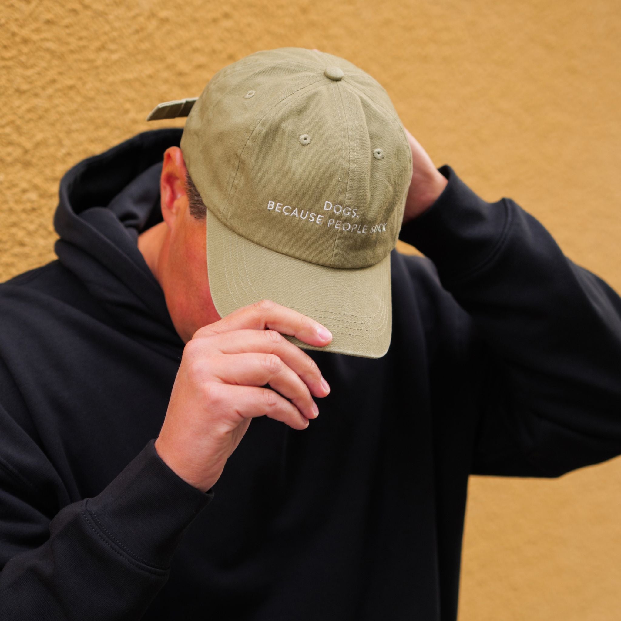 Khaki Denim Cap - Dogs. Because People Suck