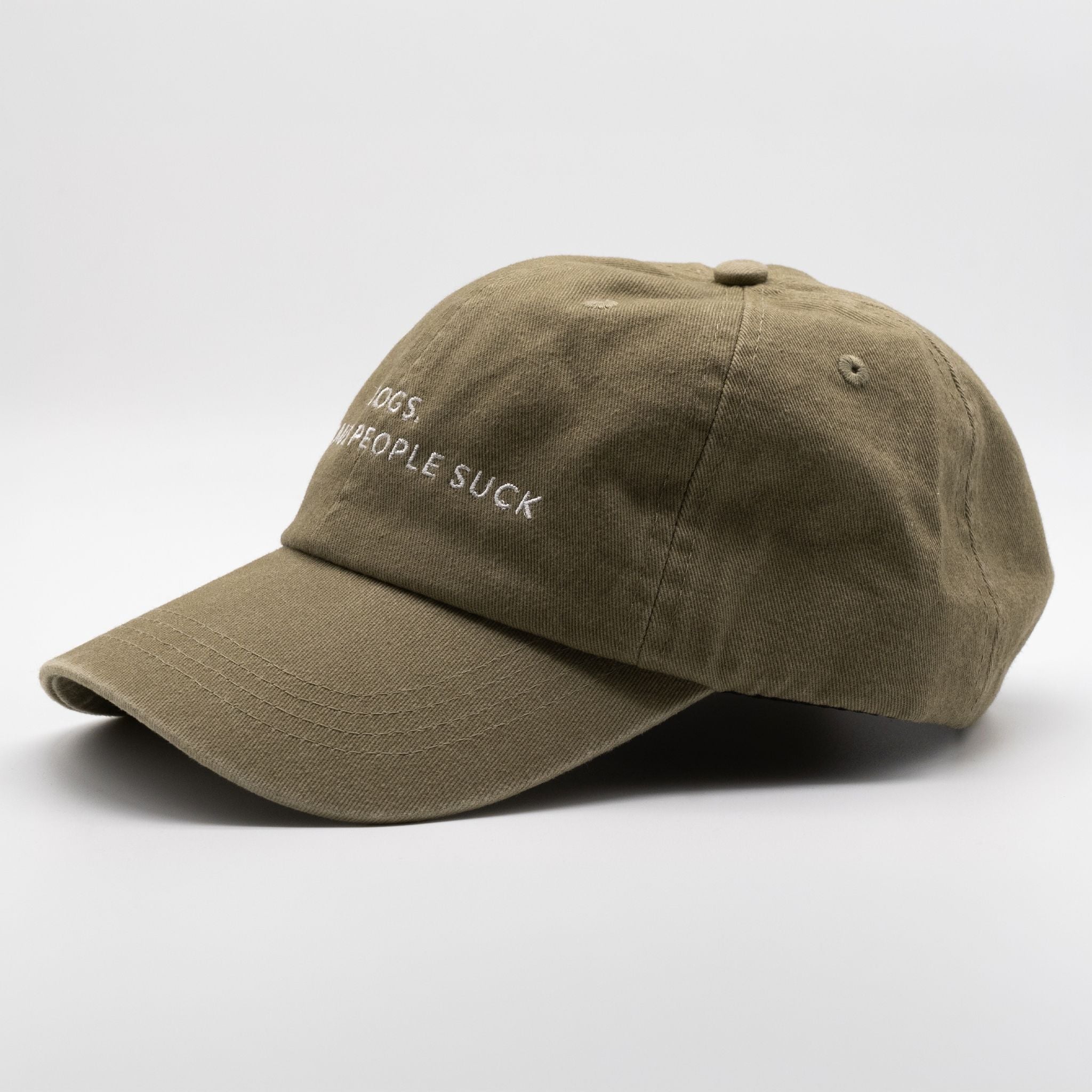 Khaki Denim Cap - Dogs. Because People Suck