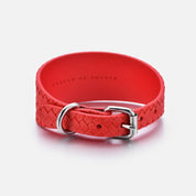 Pure Red Braided Dog Collar Wide