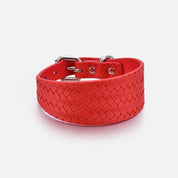 Pure Red Braided Dog Collar Wide