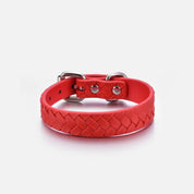 Pure Red Braided Dog Collar Thin