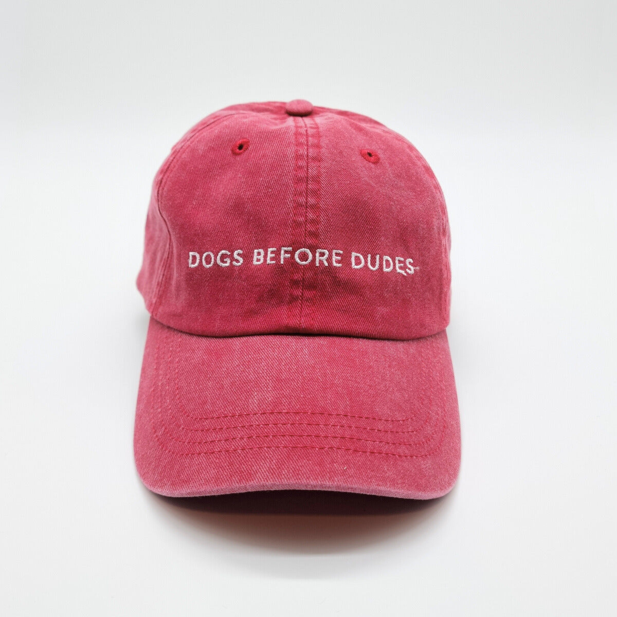 Red Denim Cap - Dogs Before Dudes