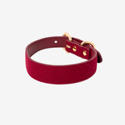 Burgundy Wool Dog Collar Thin