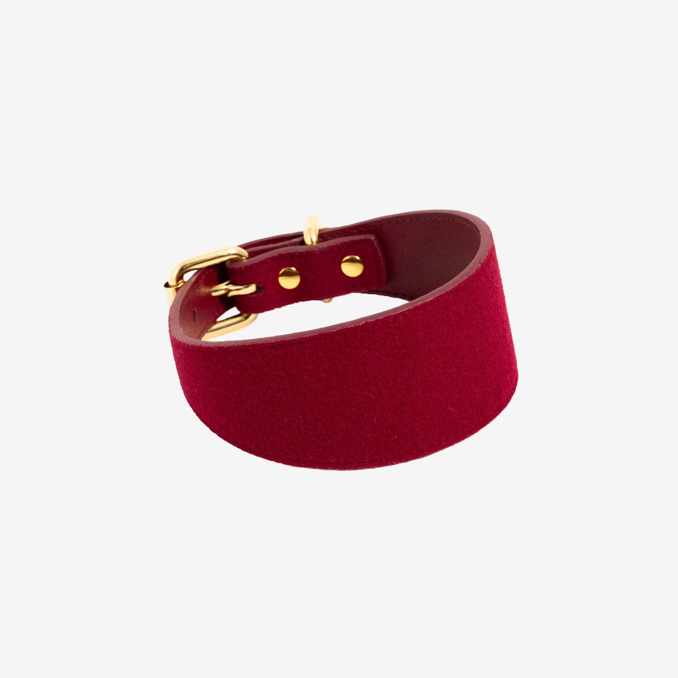 Burgundy Wool Dog Collar Wide