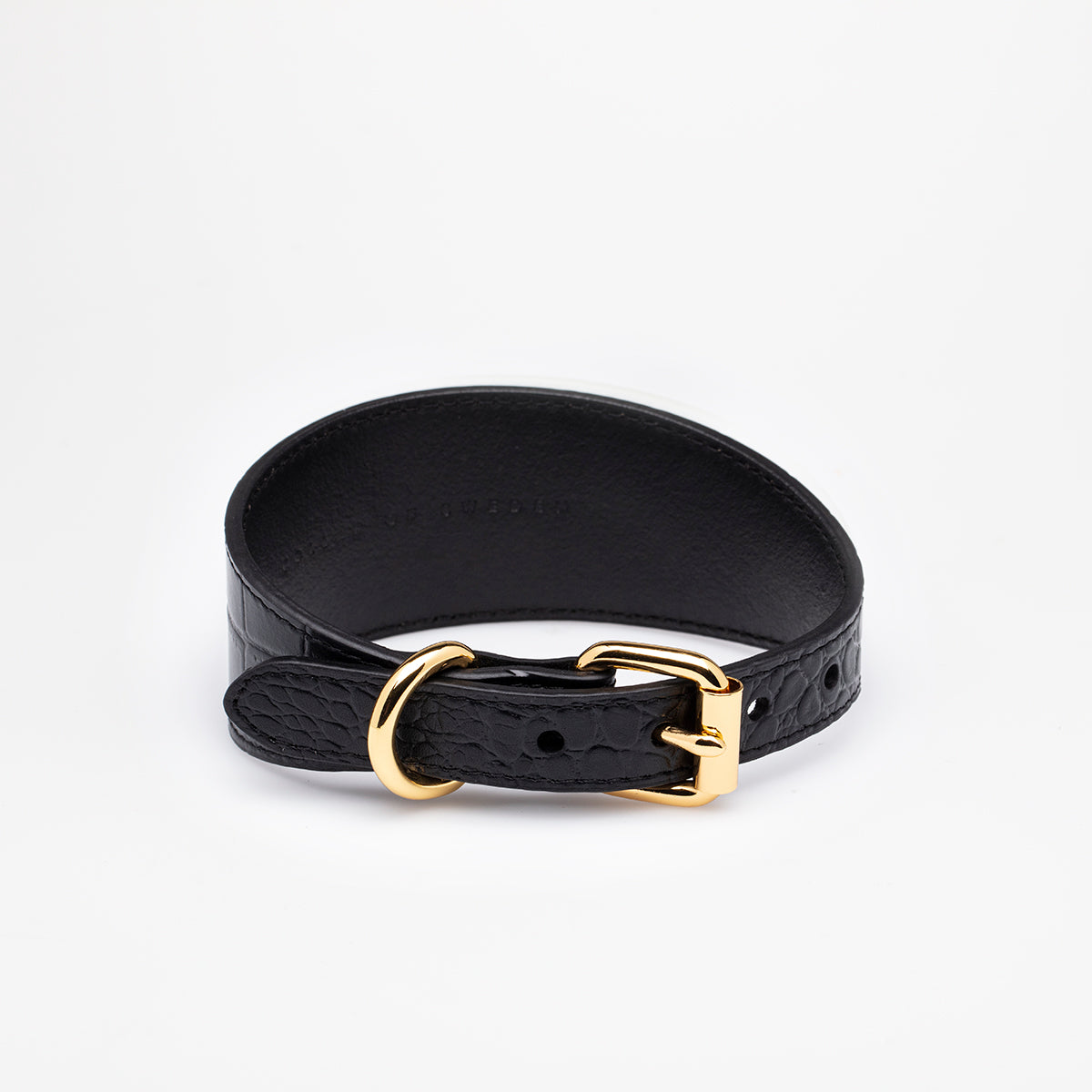 image - Black Croco Leather Collar XL Wide