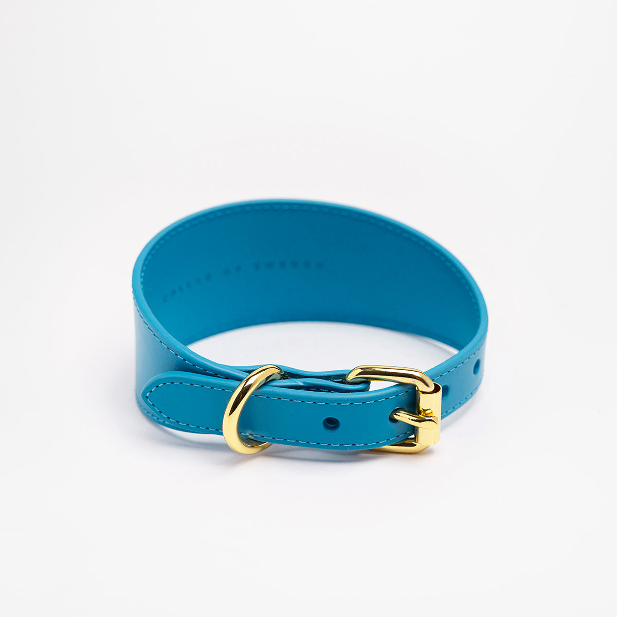 image - Neon Blue Leather Collar XL Wide